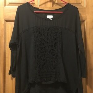 Women's Black Lace Detail Top